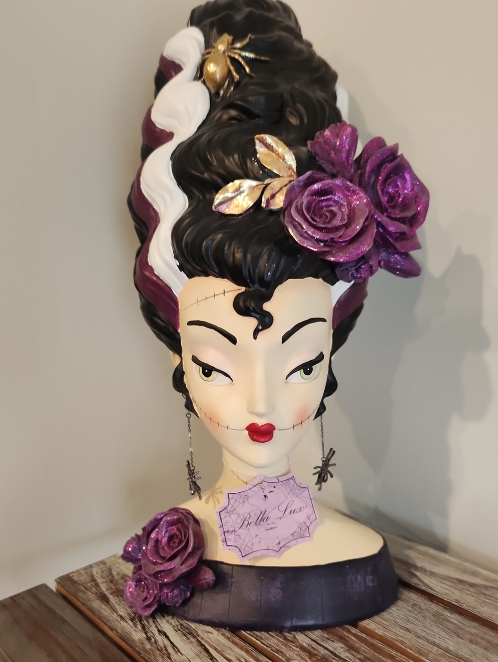 Nwt Bella Lux Purple Glitter Bride Of Frankenstein - Picture 2 of 7